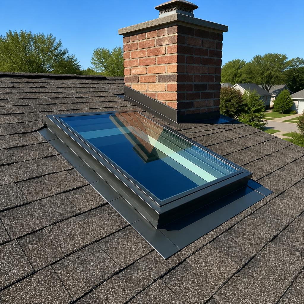New skylight on shingle roof